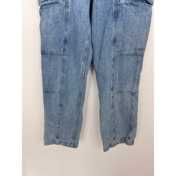 RSQ Wide Leg Cargo Jeans Size 30 Utility Pockets Elastic Waist - Picture 2 of 6